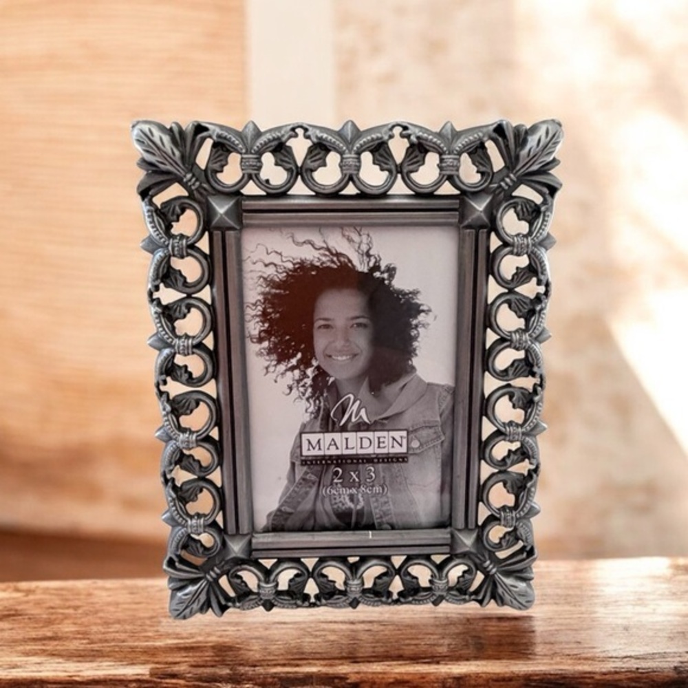 Malden Decorative silver ornate Photo Frame 2”x3” photo